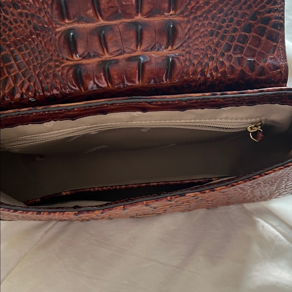 Brahmin Rich Brown Croc-Embossed Crossbody Bag - Picture 7 of 9